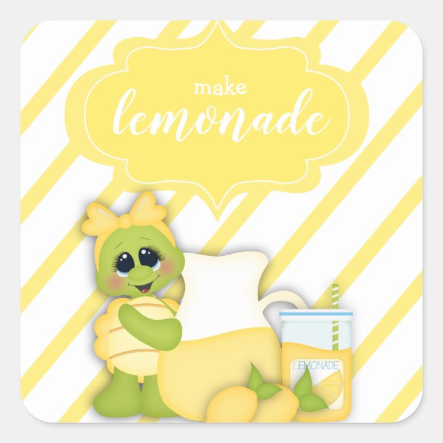 Pegatina Cuadrada Lemones de tortuga convierten a Lemonade Planner e (Anverso)
