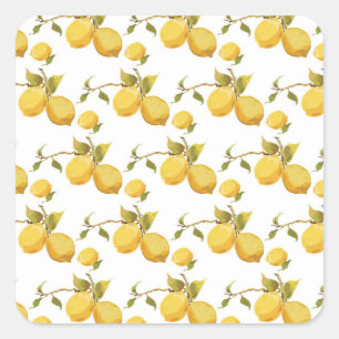 Pegatina Cuadrada Lemones frescos de época: diseño simplista