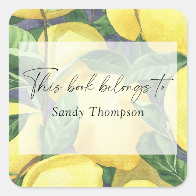 Pegatina Cuadrada Lemons - Este libro pertenece a (Anverso)