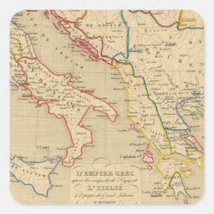 Pegatina Cuadrada L'Empire Grec, l'Italie, 1300 a 1400