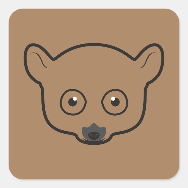 Pegatina Cuadrada Lemur del ratón (Anverso)