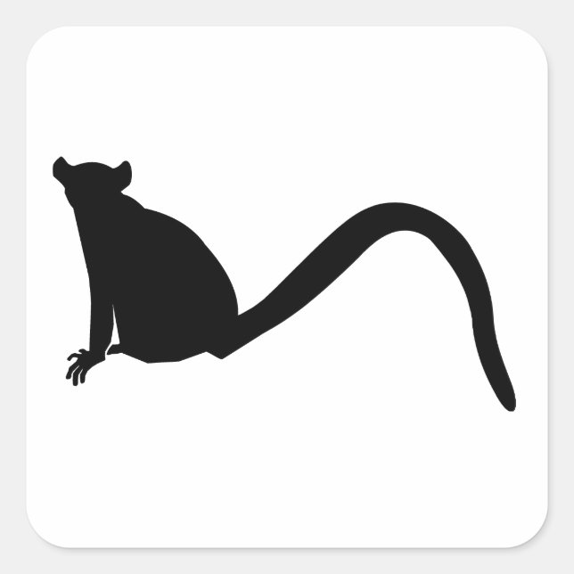 Pegatina Cuadrada Lemur Silhouette (Anverso)