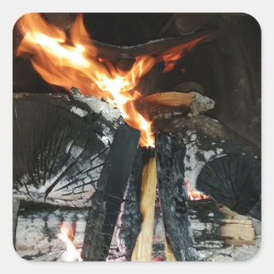 Pegatina Cuadrada Leña