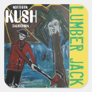 PEGATINA CUADRADA LEÑADOR KUSH