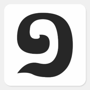 Pegatina Cuadrada Lengua camboyana del Khmer del número 1/uno/១