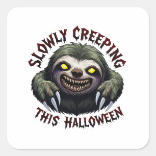 Pegatina Cuadrada Lentamente Arrojando Esta Halloween - Creepy Sloth