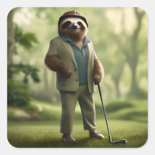 Pegatina Cuadrada "Lento y estable: Vestido un eslogan para el golf
