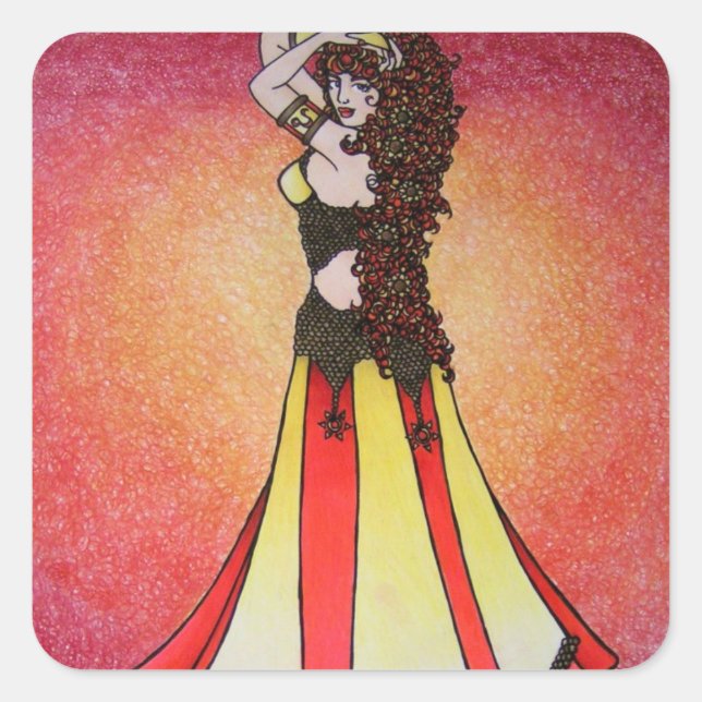 Pegatina Cuadrada Leo Belly Dancer (Anverso)