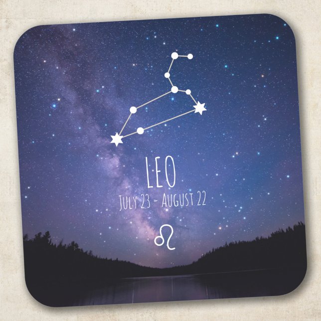 Pegatina Cuadrada Leo | Constelación zodiaca personalizada (Subido por el creador)