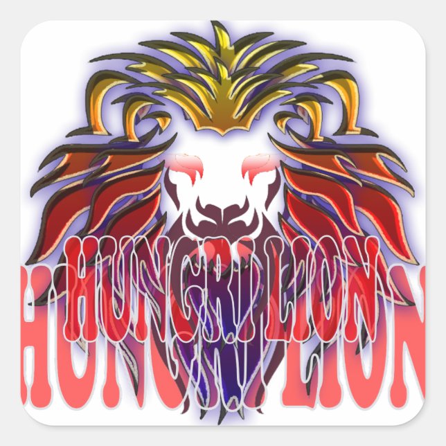 Pegatina Cuadrada León (Anverso)