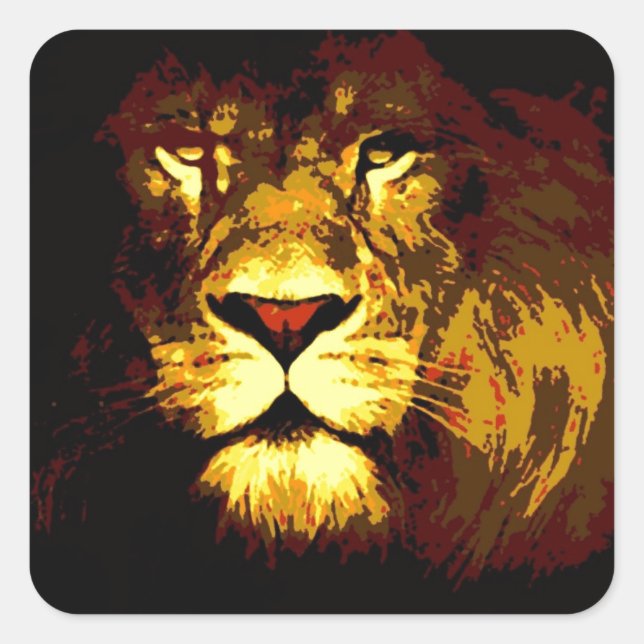 Pegatina Cuadrada León (Anverso)