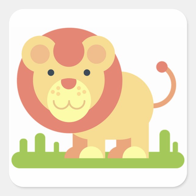 Pegatina Cuadrada León (Anverso)