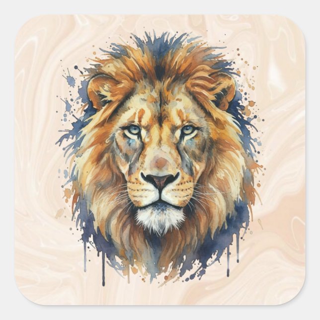 Pegatina Cuadrada León (Anverso)