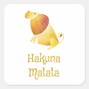 Pegatina Cuadrada León acuático Hakuna Matata