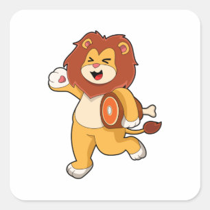 Pegatina Cuadrada León con carne