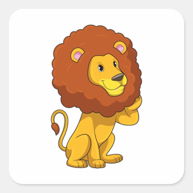 Pegatina Cuadrada León con curvas (Anverso)