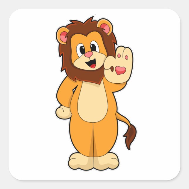 Pegatina Cuadrada León con Mane (Anverso)
