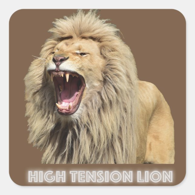 Pegatina Cuadrada León de alta tensión (Anverso)