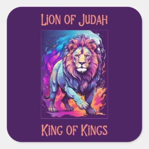Pegatina Cuadrada León de Judá Jesús Fe Arte Cristiano