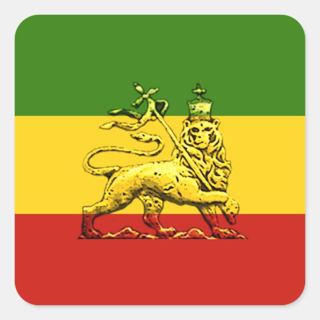 Pegatina Cuadrada León de Judah Sicker (Anverso)