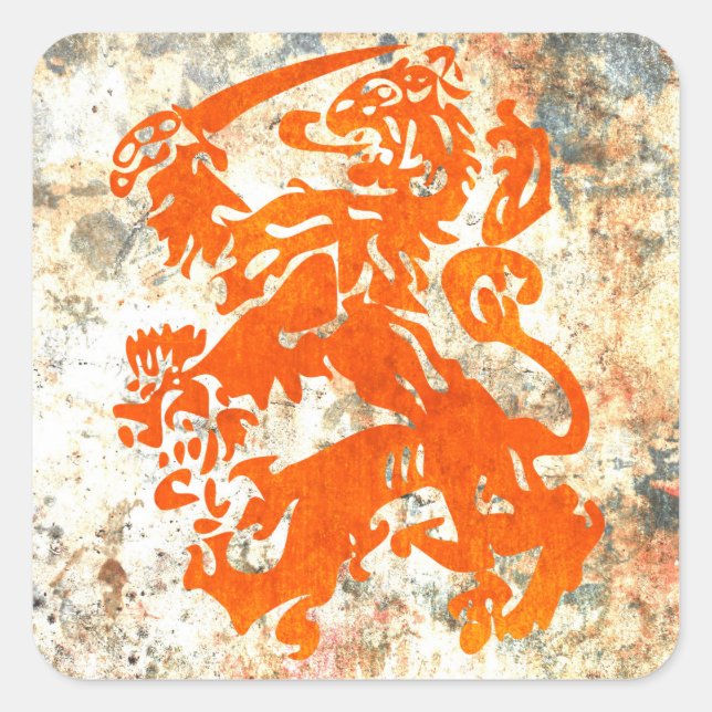 Pegatina Cuadrada León de la República Holandesa (Anverso)