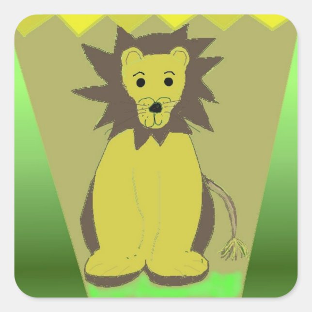 Pegatina Cuadrada León de la selva (Anverso)