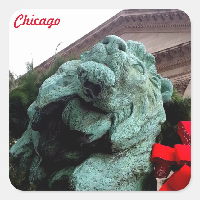 Pegatina Cuadrada León del Sur en el Instituto de Arte de Chicago (Anverso)