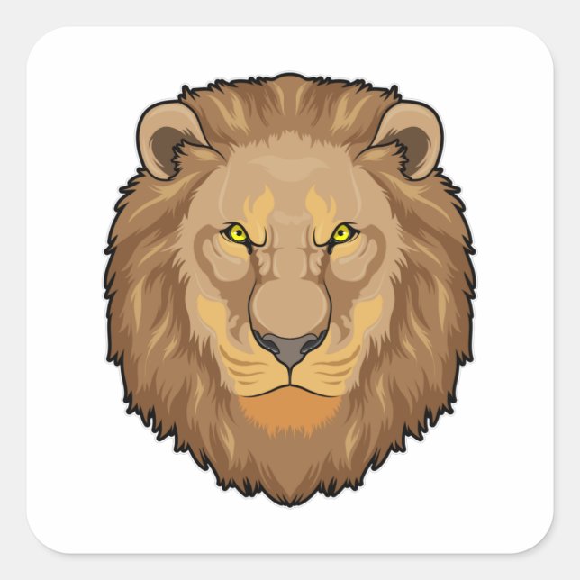 Pegatina Cuadrada León enojado (Anverso)