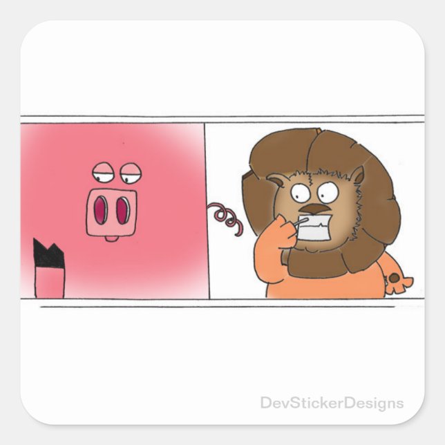 Pegatina Cuadrada León hambriento (Anverso)