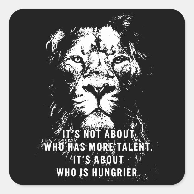 Pegatina Cuadrada León - Palabras motivacionales - Inspirador (Anverso)