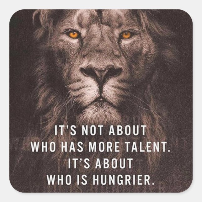 Pegatina Cuadrada León - Palabras motivacionales - Inspirador (Anverso)