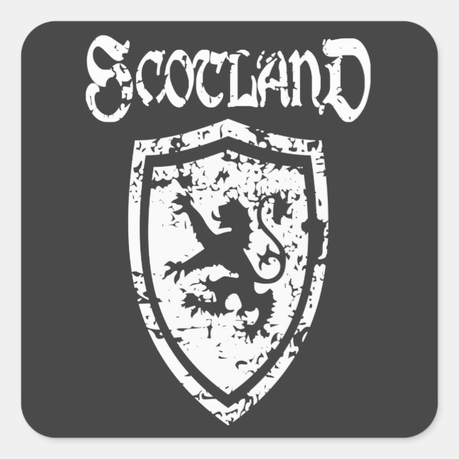 Pegatina Cuadrada León Rampant de Escocia en plaza escudo escocesa (Anverso)