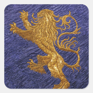 Pegatina Cuadrada León Rampant - oro en azul