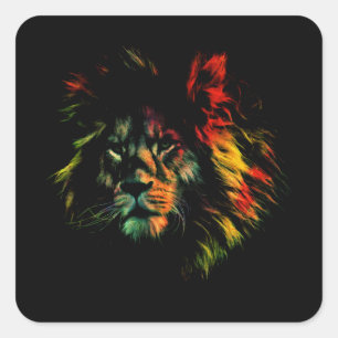Pegatina Cuadrada León Rasta
