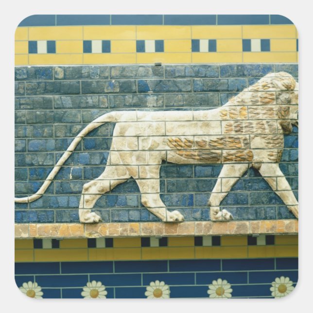 Pegatina Cuadrada León representando a Ishtar (Anverso)