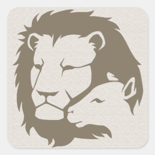 Pegatina Cuadrada León y cordero