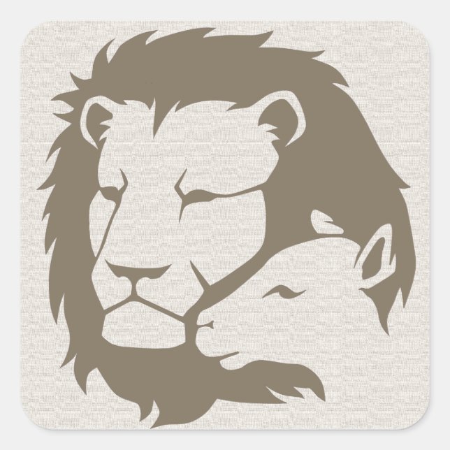 Pegatina Cuadrada León y cordero (Anverso)