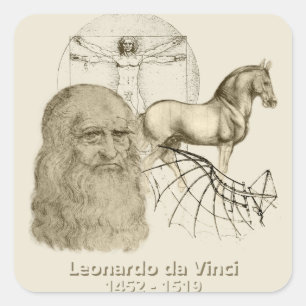 Pegatina Cuadrada Leonardo da Vinci