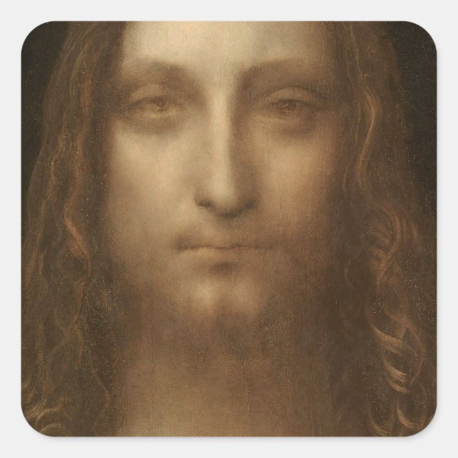 Pegatina Cuadrada Leonardo da Vinci 1500 Salvator Mundi (Anverso)