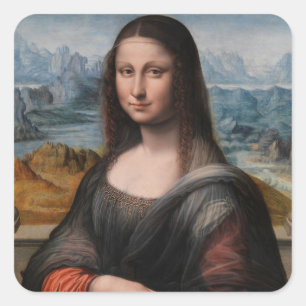 Pegatina Cuadrada Leonardo da Vinci el   Mona Lisa