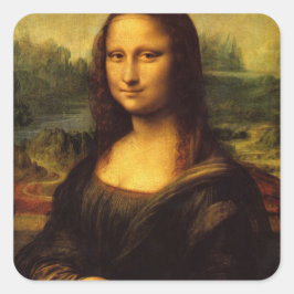 Pegatina Cuadrada Leonardo da Vinci, Mona Lisa