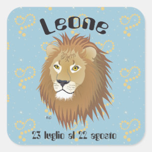 Pegatina Cuadrada Leone 23 al 22 Etichetta luglio agosto