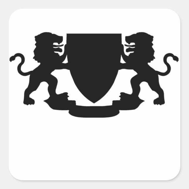 Pegatina Cuadrada Leones y escudo heráldicos (Anverso)