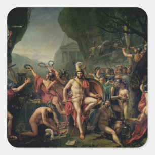 Pegatina Cuadrada Leonidas en Thermopylae, 480 A.C., 1814