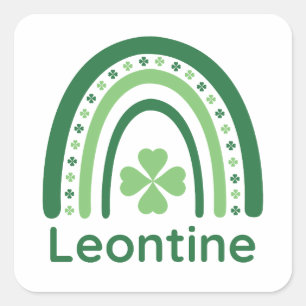 Pegatina Cuadrada Leontine Name Clover Boho Rainbow