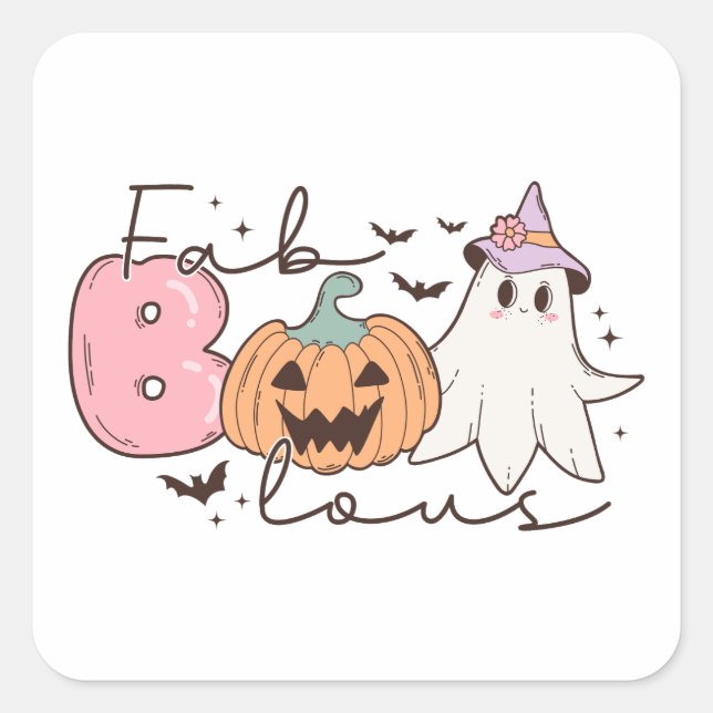 Pegatina Cuadrada Leopard Fab Boo Lous Halloween (Anverso)