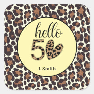 Pegatina Cuadrada Leopard Print 50 cumpleaños