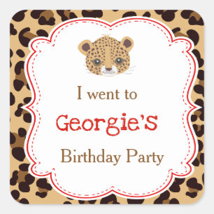 Pegatina Cuadrada Leopard Print Red Quatrefoil 'Fui a'