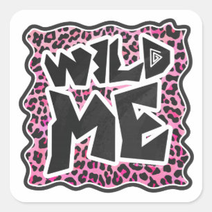 Pegatina Cuadrada Leopard Wild Me Black and Hot Pink Design