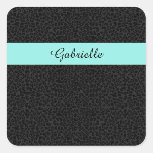 Pegatina Cuadrada Leopardo negro moderno Imprimir banda de Aqua con 